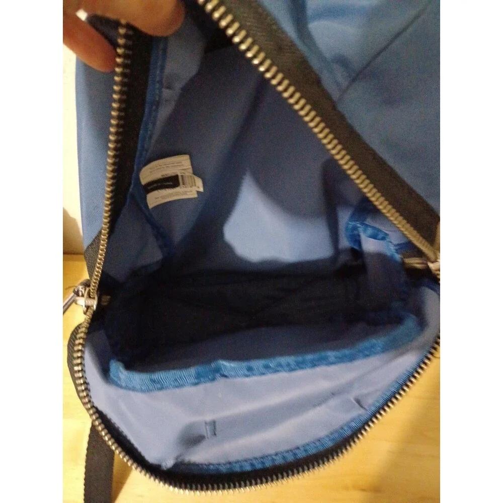Marc Jacobs Womens Leather Trim Nylon Zip Backpack Black Blue